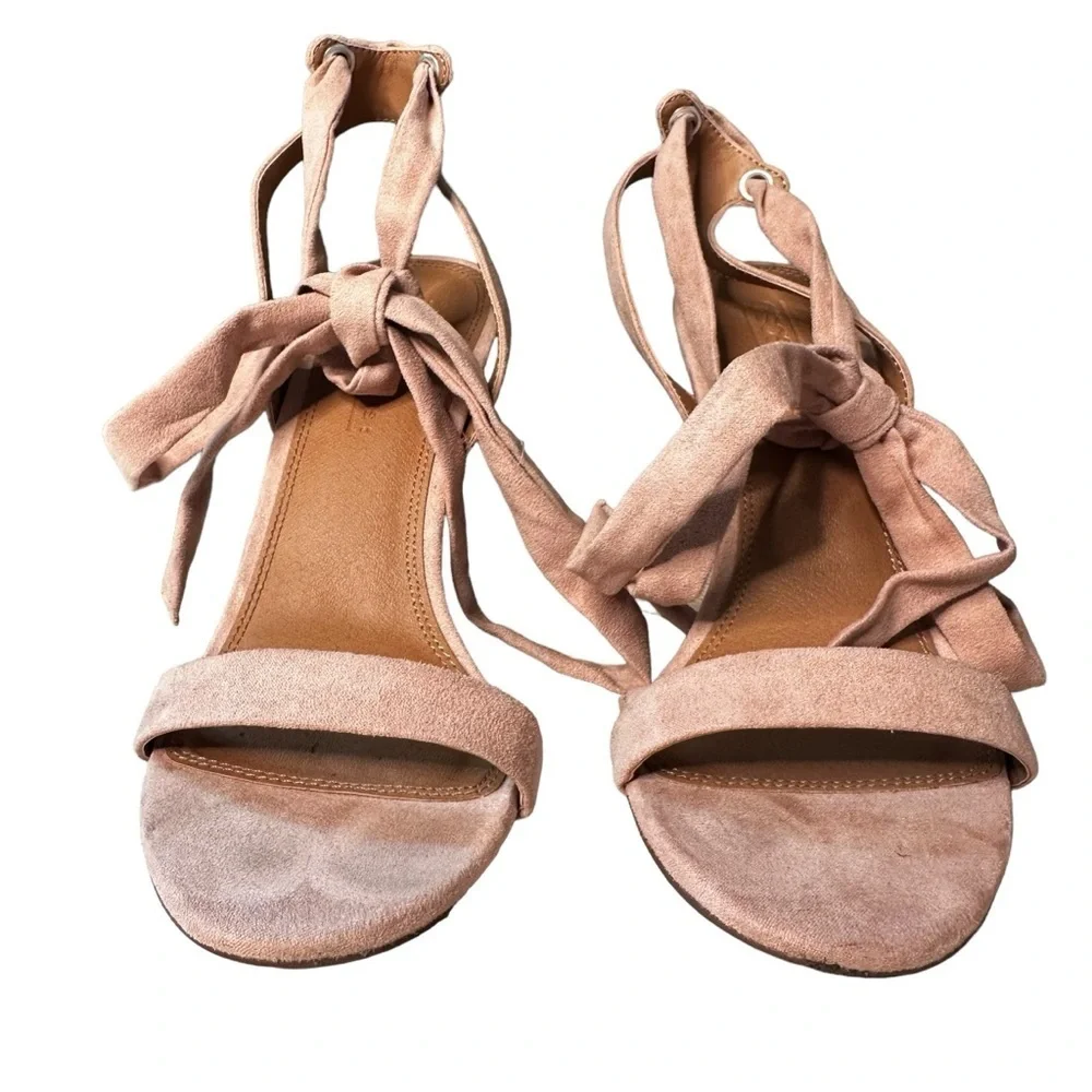 ASOS DESIGN Warm Pink Hatty Barely There Herled Wrap Ankle Sandals Size 6 (UK4)